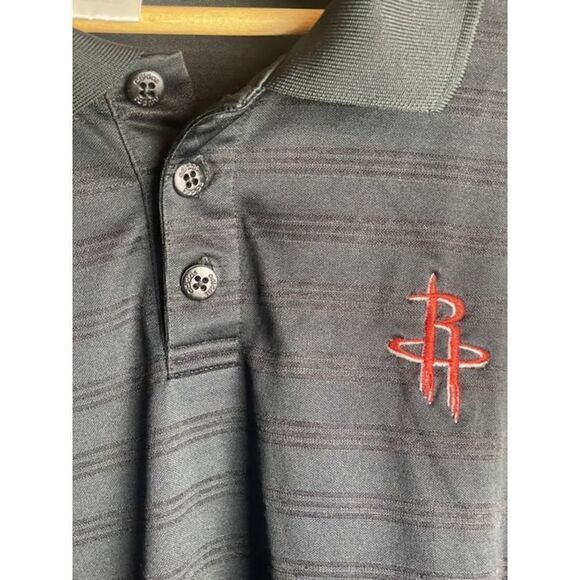 Houston Rockets Chest Logo Black Adidas Polo Shirt Men’s XXL - Picture 3 of 6